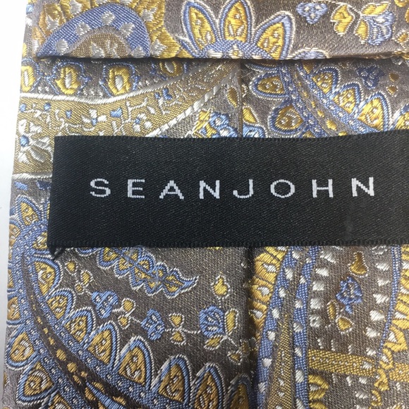 Sean John silver with gold and blue paisley pattern tie. Like New. - Picture 6 of 10
